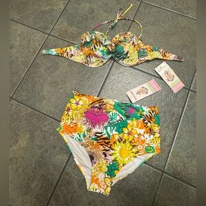 Colorful Floral Bikini Set M